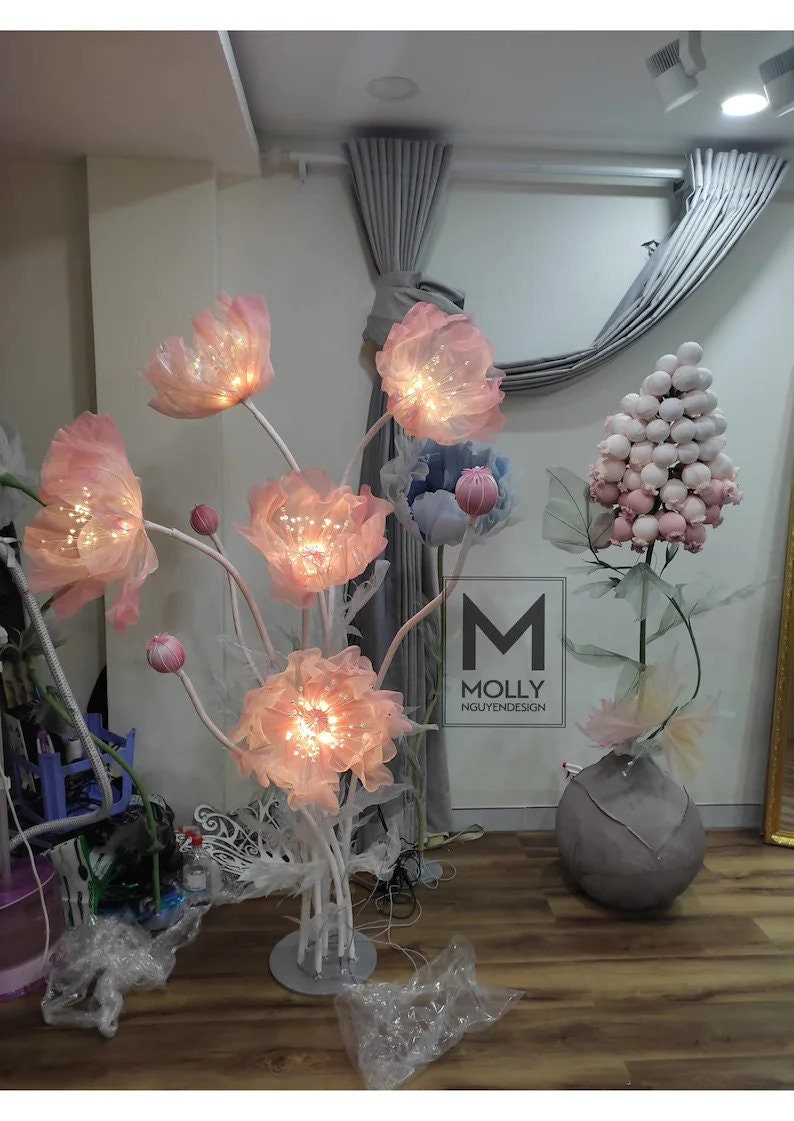 Set Big Flowers, Large Organza flowers, Free-Standing Giant Poppy Flower, Parties/Wedding Floral Decor, Big Flowers Studio Decor image 4