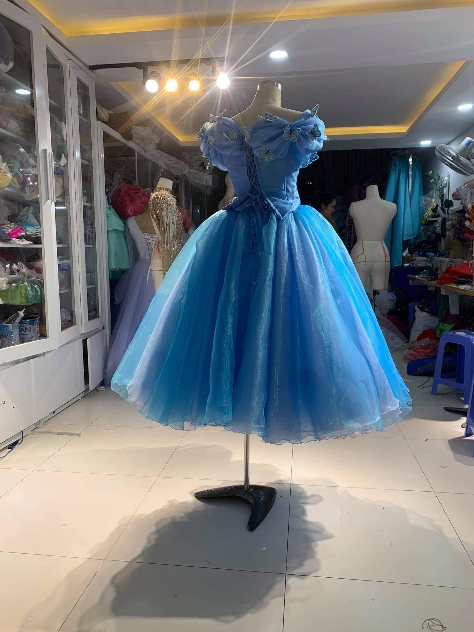 Knee Length Cinderella - Cinderella Dress Inspired, - Short Cinderella Dress  - Blue Offshoulder Dress - Etsy