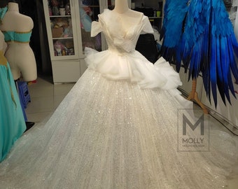 Cinderella Dream Gown, Wedding Dress Ballgown, White Wedding Dress, Sparkly Wedding Dress