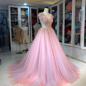 Full Length Pink Rose Dress Rose Pink Dress Prom Dress - Etsy