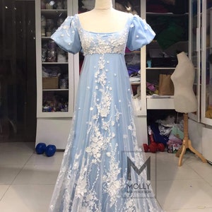 Bridgerton Regency Ball Gown,  daphne bridgerton blue  dress, Movie Character