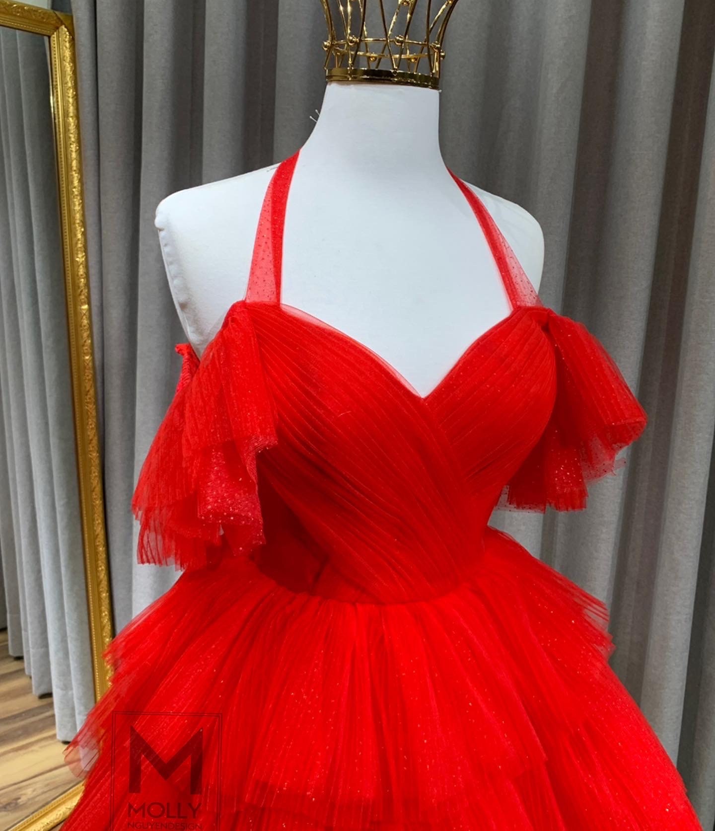 strapless open back dress Red Polka Dot Harley Jersey Mini Dress