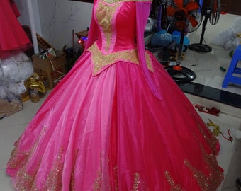 SLeeping Beauty Inspired Dress, Pink Adult Dress, Aurora Costume Adult, Custom Costume in your size, Sleeping Beauty Adult Costume Cosplay,