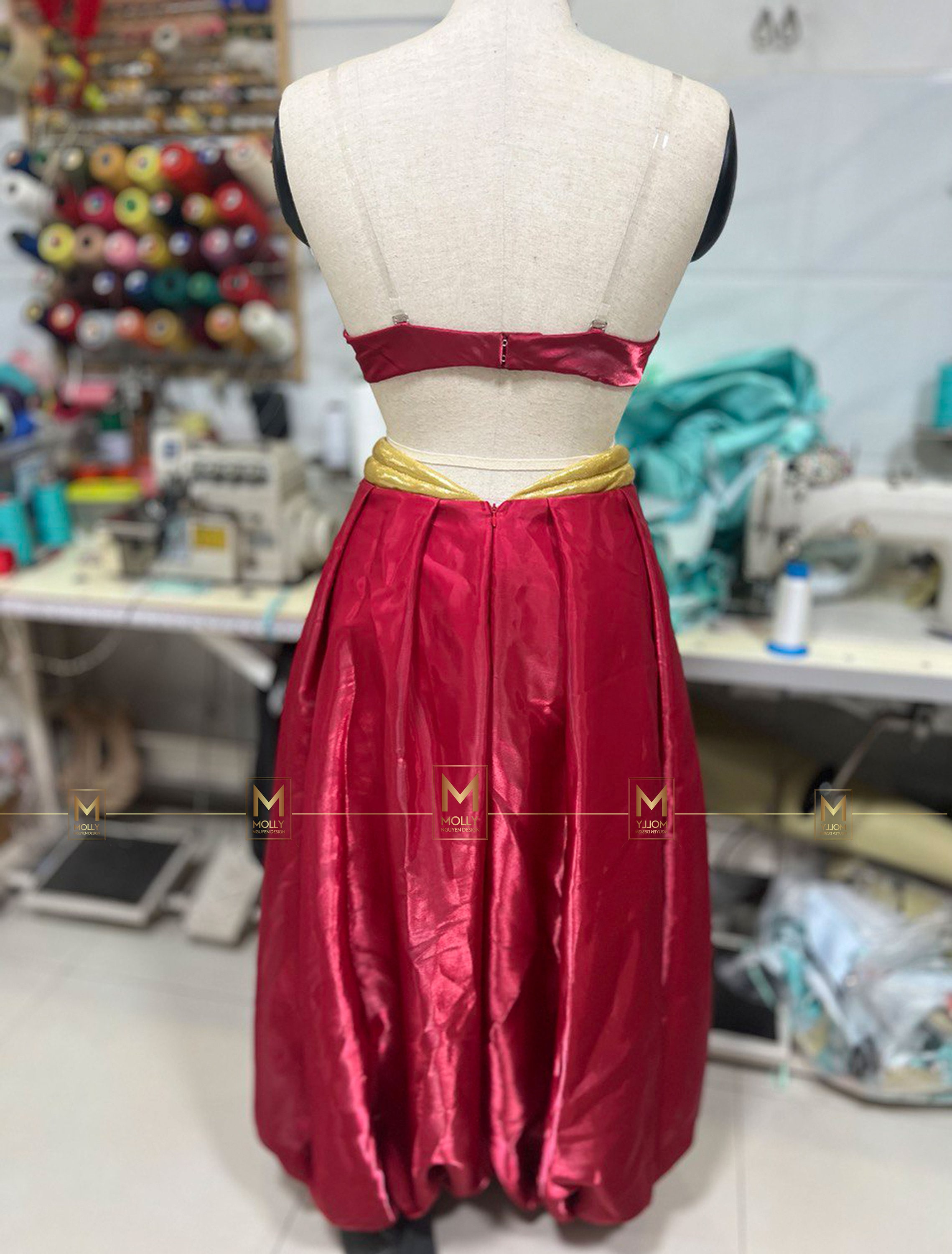 ジャスミンの赤いコスチューム - ジャスミンの大人用コスプレ