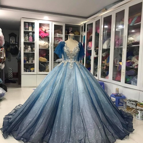Blue Ballgown Prom Dress Blue Prom Dress Wedding Dress - Etsy