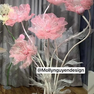 Set Big Flowers, Large Organza flowers, Free-Standing Giant Poppy Flower, Parties/Wedding Floral Decor, Big Flowers Studio Decor image 1