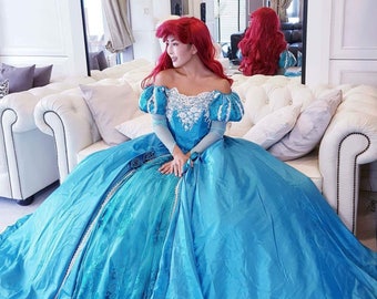 Blue Ariel Costume Cosplay Dress, Little Mermaid Costume Cosplay, Ariel adult costume