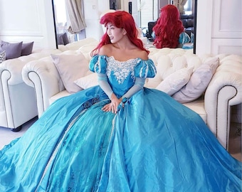 Blue Ariel Costume Cosplay Dress, Little Mermaid Costume Cosplay, Ariel adult costume