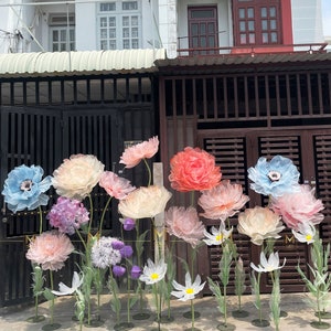 Stunning Giant Flower Full Set Options, Organza Flower Decors With Lighting Options