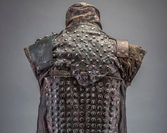 Heavy Metal Vest - Studded Mens Vest - Leather Vest - Burning Man Men's Clothing - Rocker Vest - Metal Women's Clothing - Gothic Style