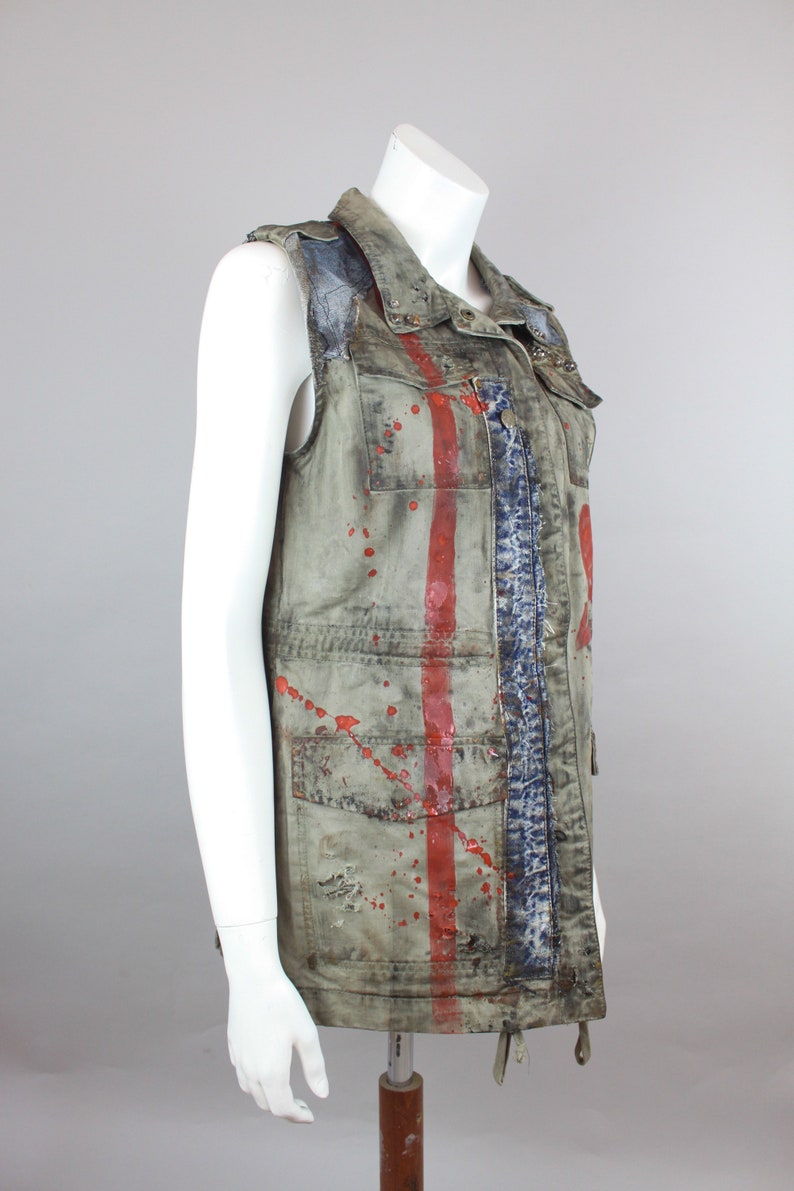 Post Apocalyptic Vest Red Rose Vest Wasteland Girl Costume Etsy