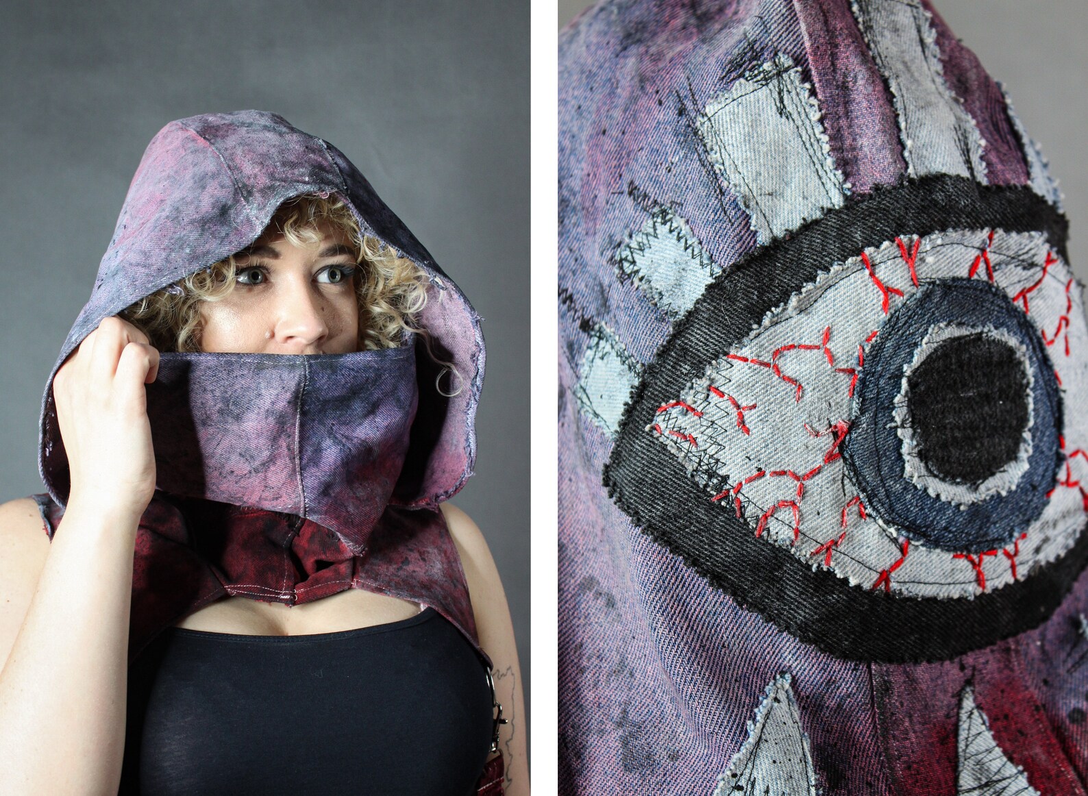 Post Apocalyptic Hood Evil Eye Hood Psytrance Hood Etsy