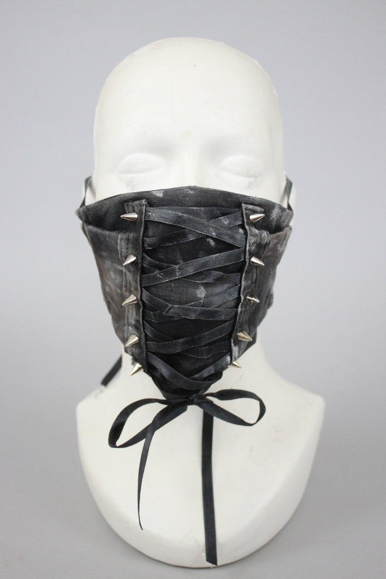 Lace Up Studded Mask Postapoc Mask Gothic Face Mask Etsy