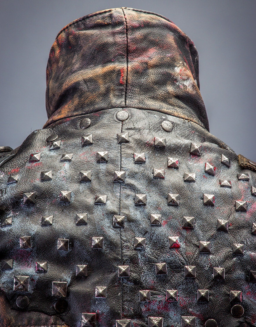 Heavy Metal Vest Studded Mens Vest Leather Vest Burning Etsy