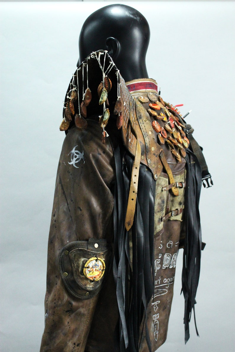 Post Apocalyptic Jacket Wasteland Leather Coat Asymmetric Etsy