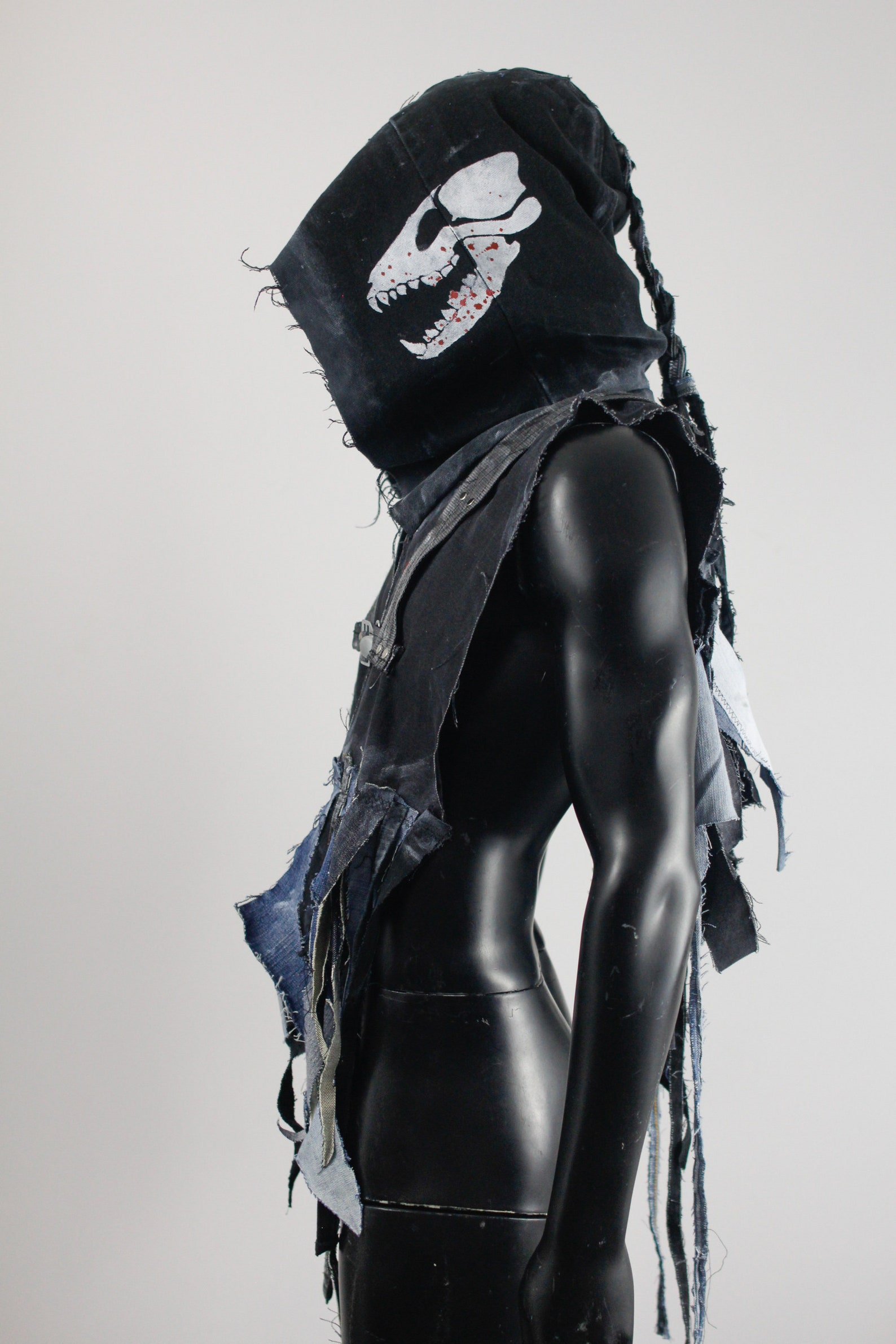 Post Apocalyptic Cowl Dog Skull Hood LARP Accessory Etsy