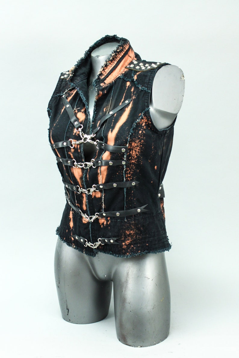 DYSTOPIA Vest Post Apocalyptic Vest Black Bleached Vest Etsy
