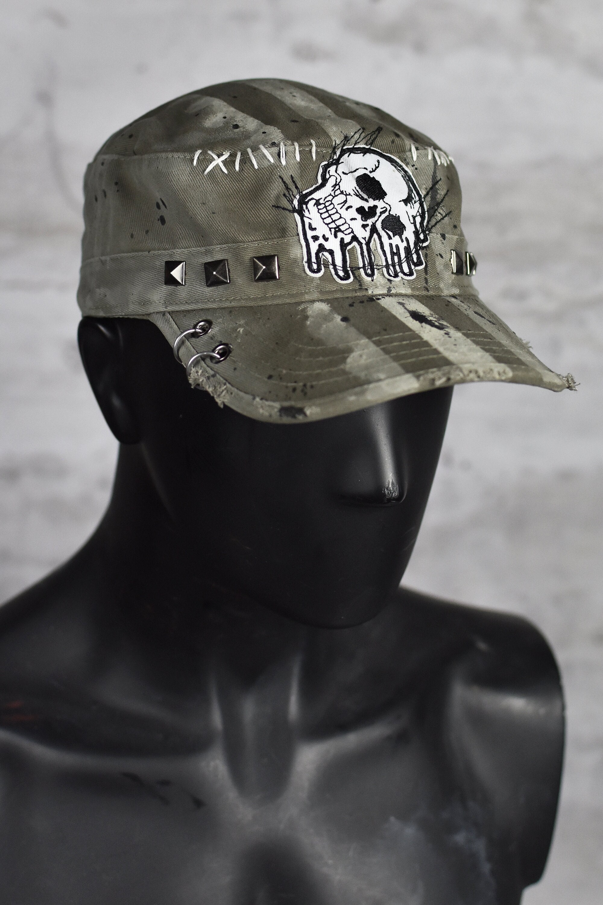 Melting Skull Field Cap - Green Patrol Cap - Post