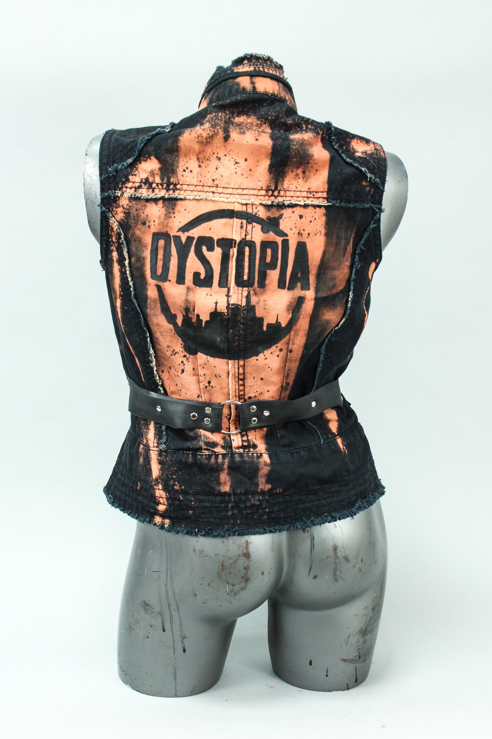 DYSTOPIA Vest Post Apocalyptic Vest Black Bleached Vest Etsy