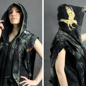 Post Apocalyptic Cowl - Postapoc Hood - Dystopia Hood - Wasteland Headgear - LARP Hooded Vest - Cosplay Poncho - Urban Style - Handmade Cowl