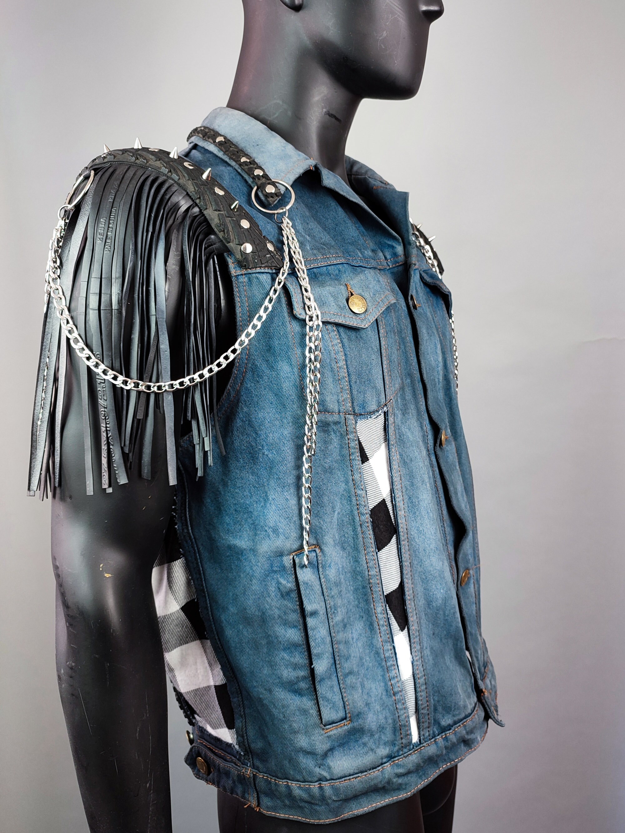 Mens denim motorcycle vest online