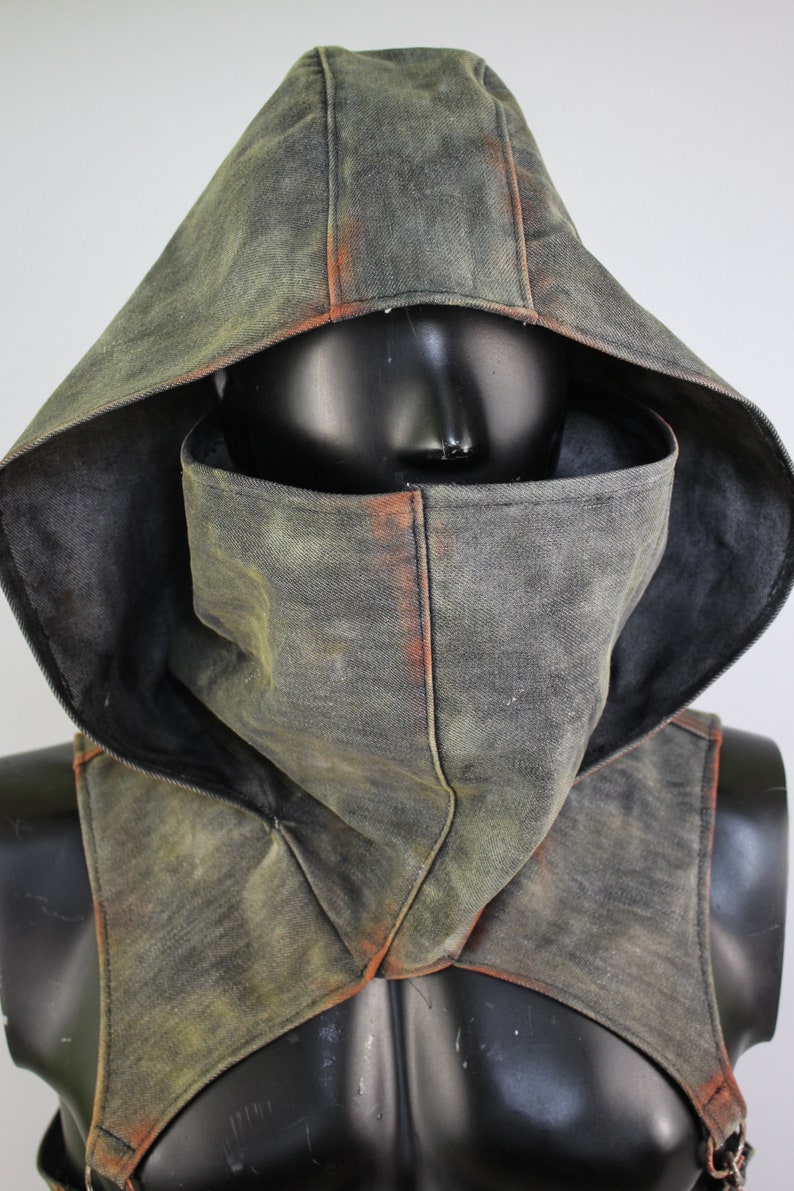 Post Apocalyptic Hood Urban Rebel Denim Hood Dystopian Etsy