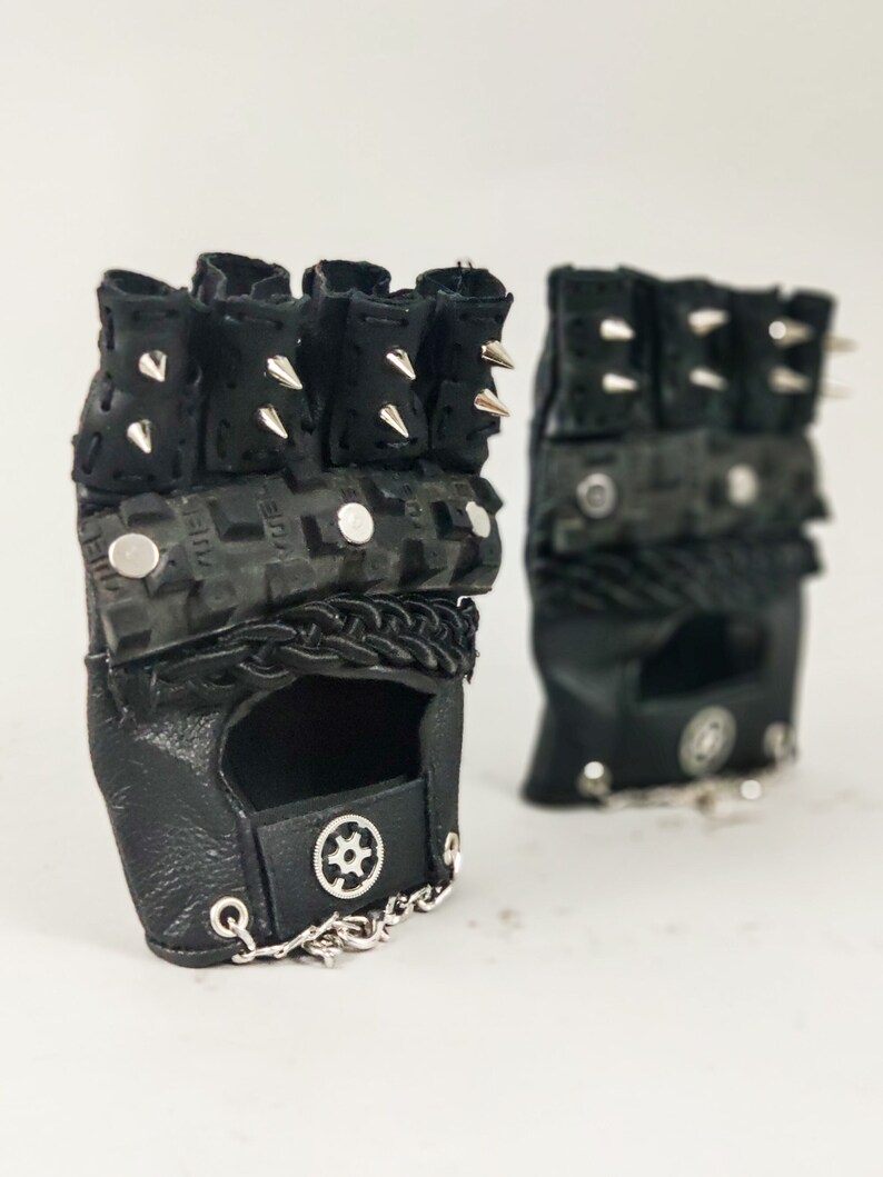 Heavy Metal Gloves Spiked Fingers Gloves Fingerless Etsy