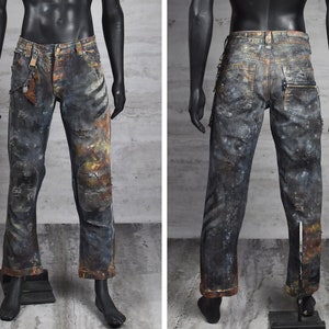 Post-apocalyptic Rusty Men's Jeans With Bottle Opener Chain Dystopian ...