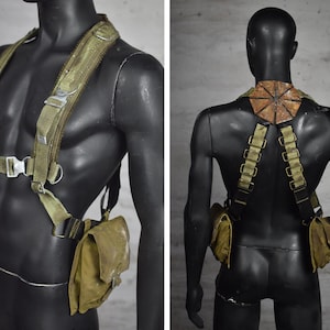 Military Holster Harness - Double Shoulder Pockets - Post Apocalyptic Revolver Bag - Tactical Utility Vest - Double Pouch Vest - Holster Bag