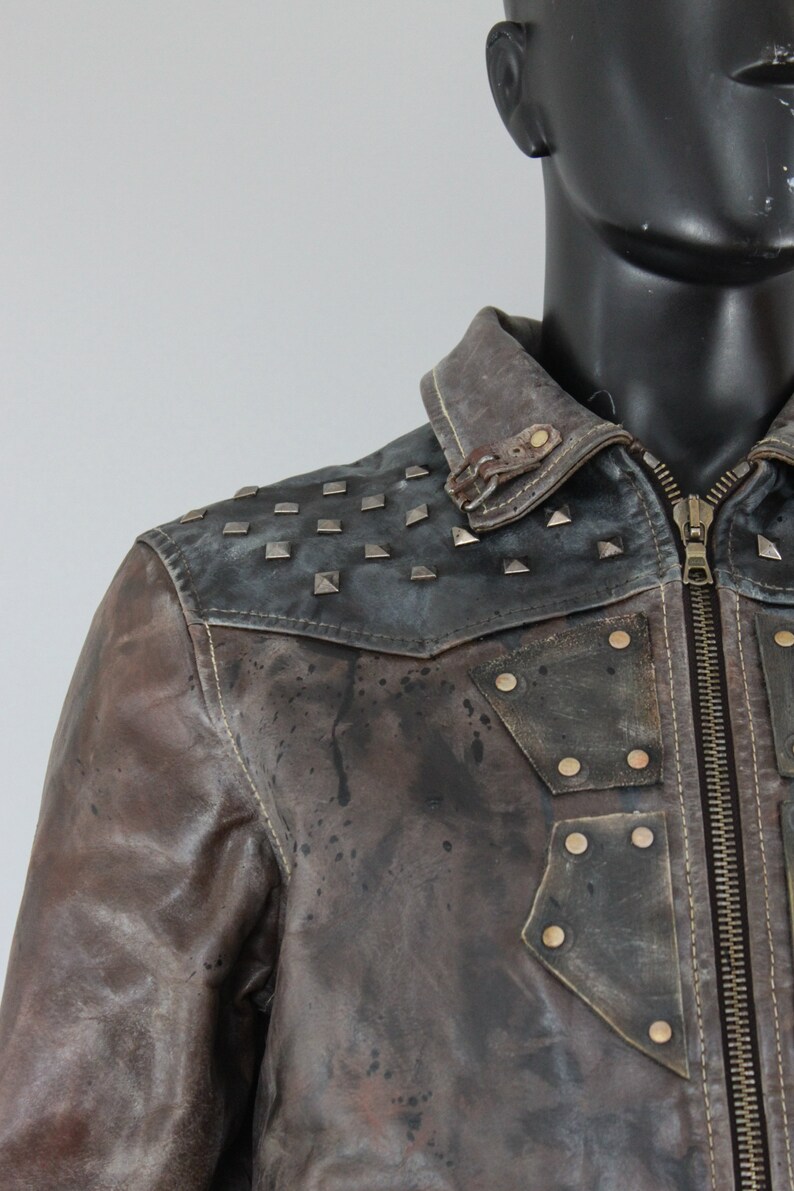 Post Apocalyptic Jacket Big Leather Jacket Fu Lion Jacket Etsy