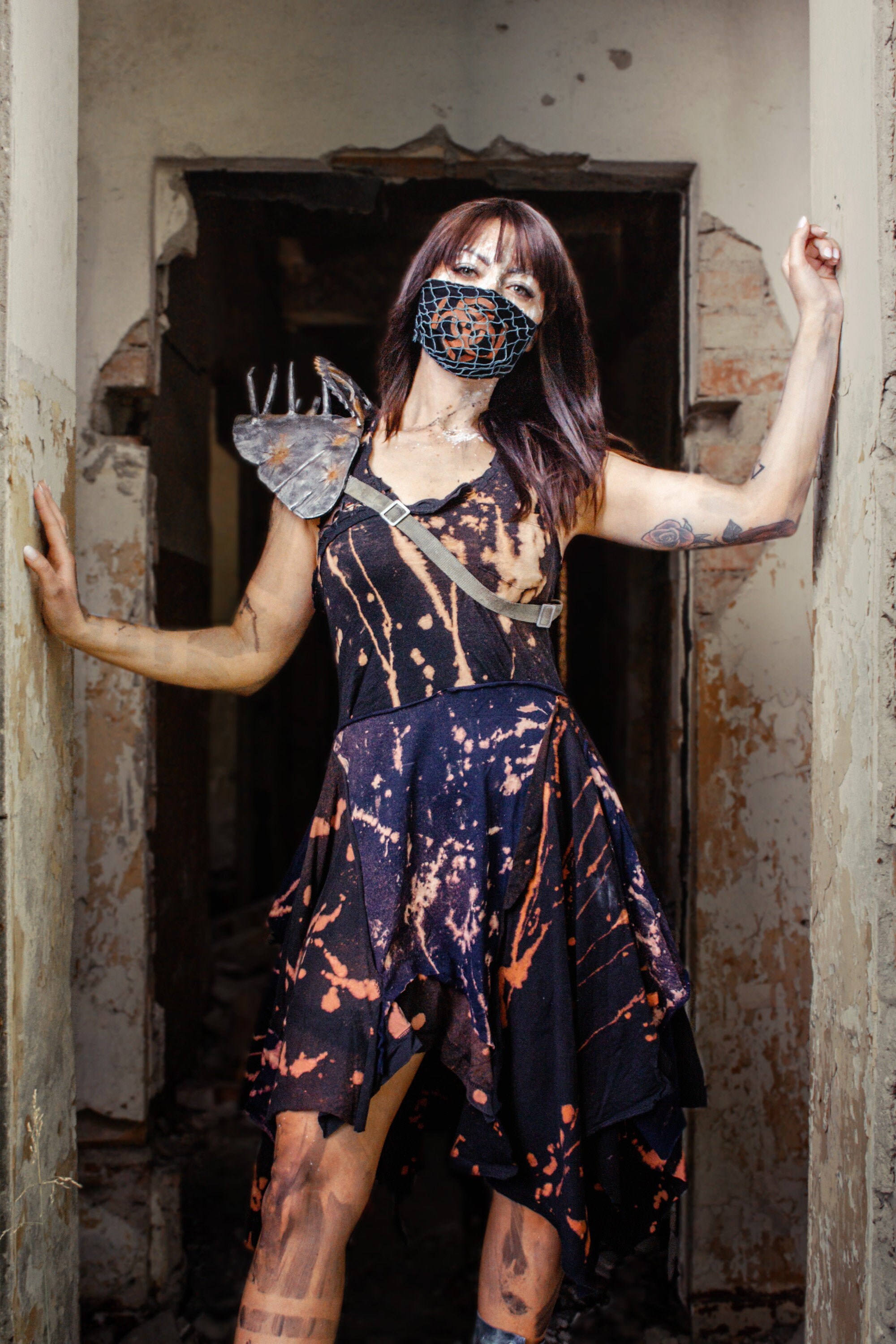 Wasteland Dress Post Apocalyptic Clothing Black Summer Etsy