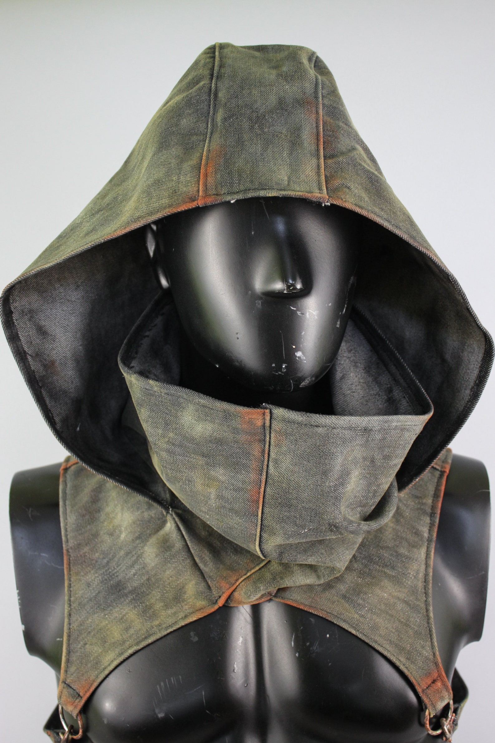 Post Apocalyptic Hood Urban Rebel Denim Hood Dystopian Etsy