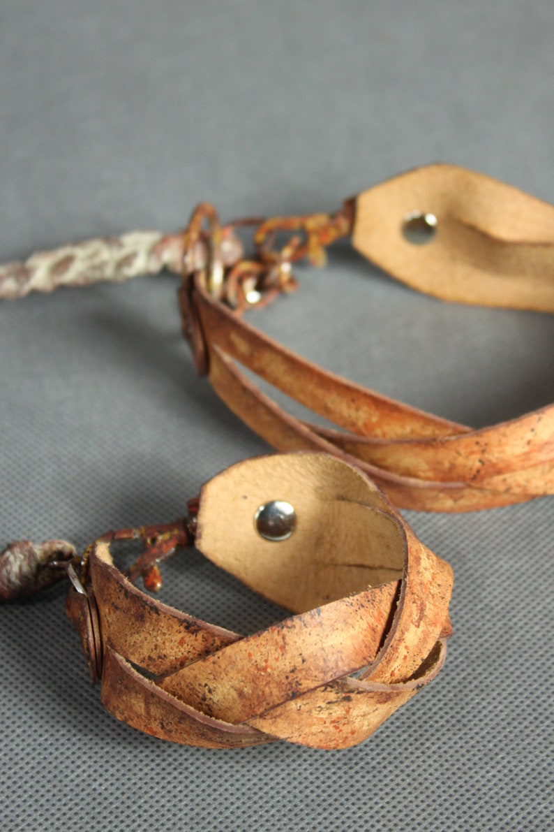 Valentine/'s Day Gift Leather Collar Fetish Accessory Post Apocalyptic Leash BDSM Gift Idea Choker And Bracelet Postapoc Choker