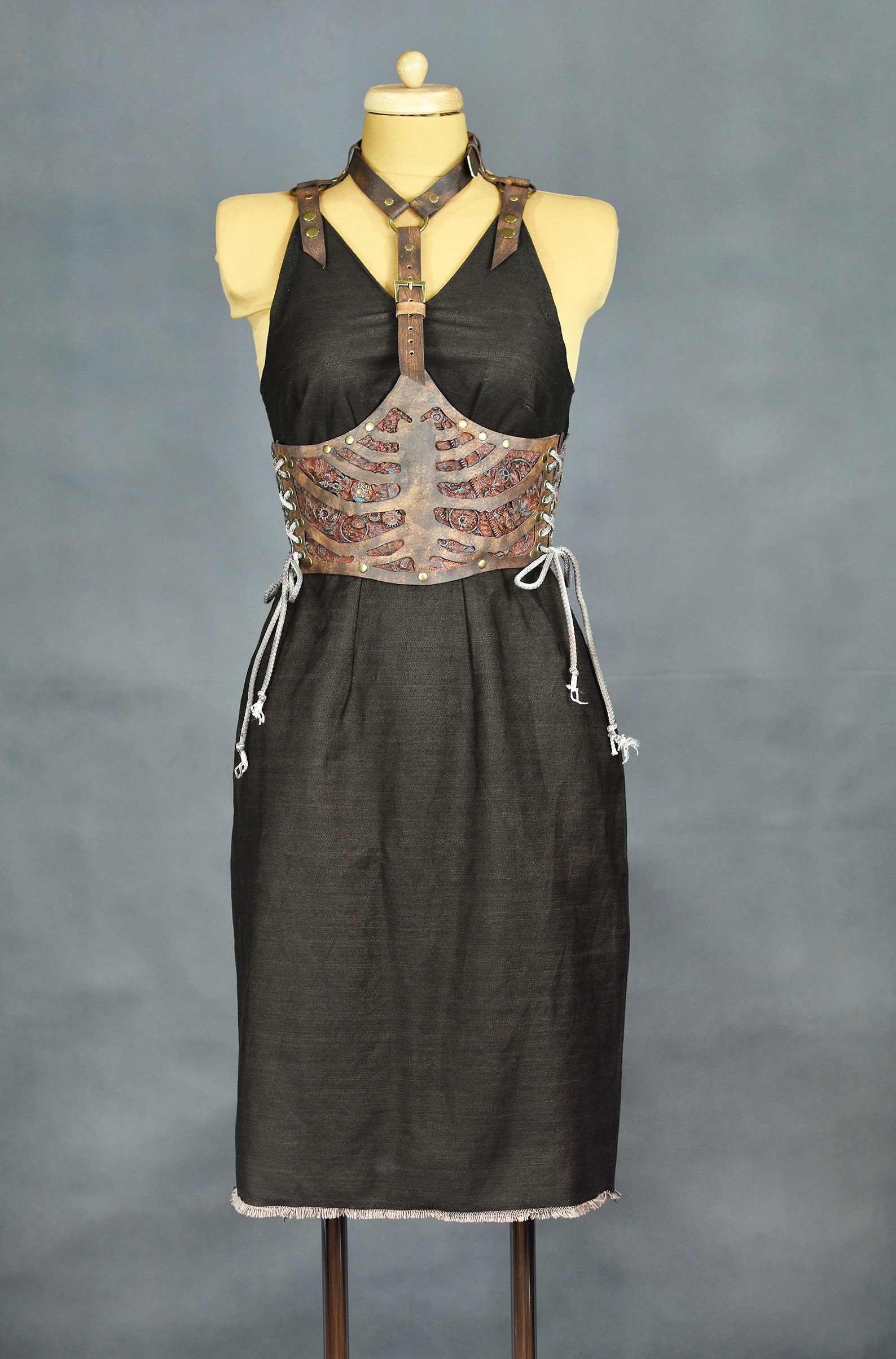 Brown Denim Dress Postapoc Dress Festival Outfit Post Etsy