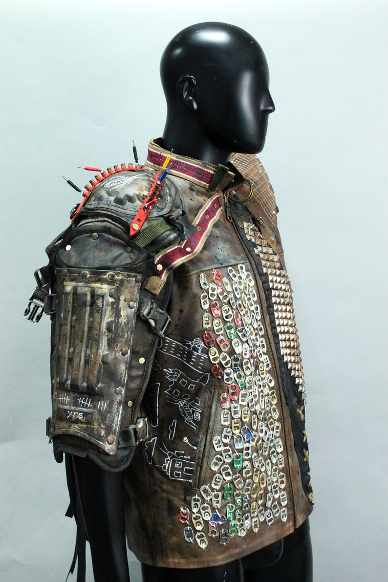 Post Apocalyptic Jacket Wasteland Leather Coat Asymmetric Etsy