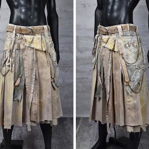 Nomadic-Style Kilt - Apocalyptic Clothing - Dystopian Male Skirt - Wanderer&#39;s Outfit - Patchwork Desert Costume -  Burning Man Aesthetic