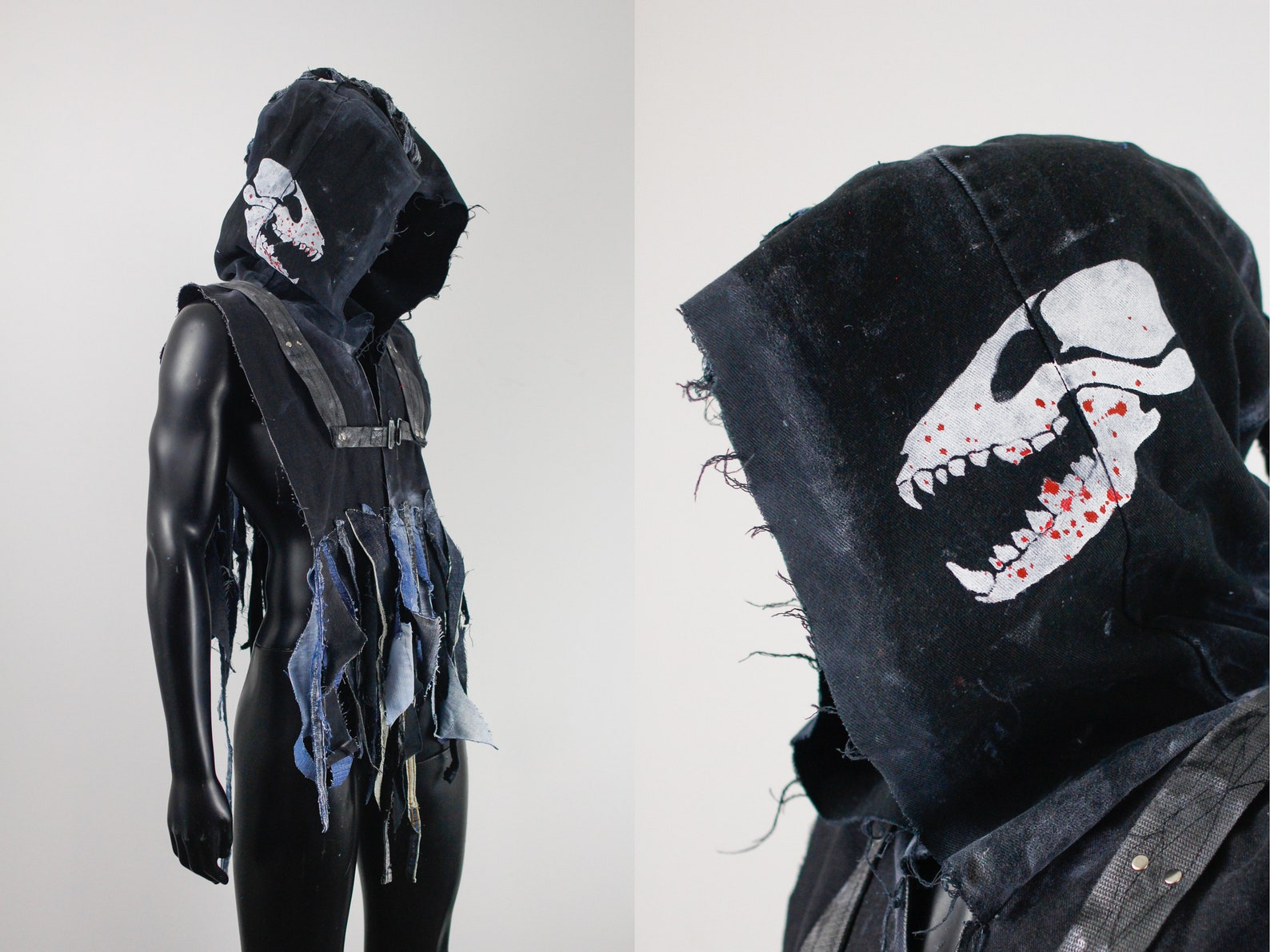 Post Apocalyptic Cowl Dog Skull Hood LARP Accessory Etsy