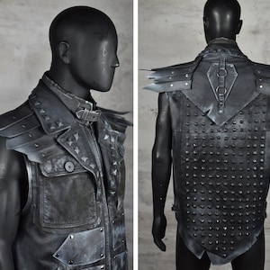 Studded Leather Armor Vest - Post Apocalyptic Fashion Statement - Wasteland Costume - Dystopian Charm Outfit - Apocalyptic Clothing