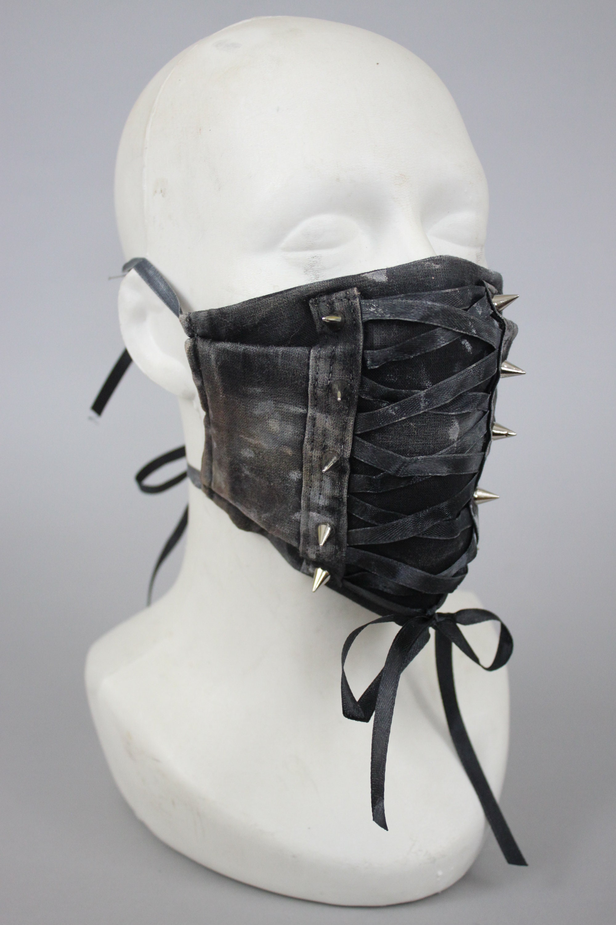 Lace Up Studded Mask Postapoc Mask Gothic Face Mask Etsy