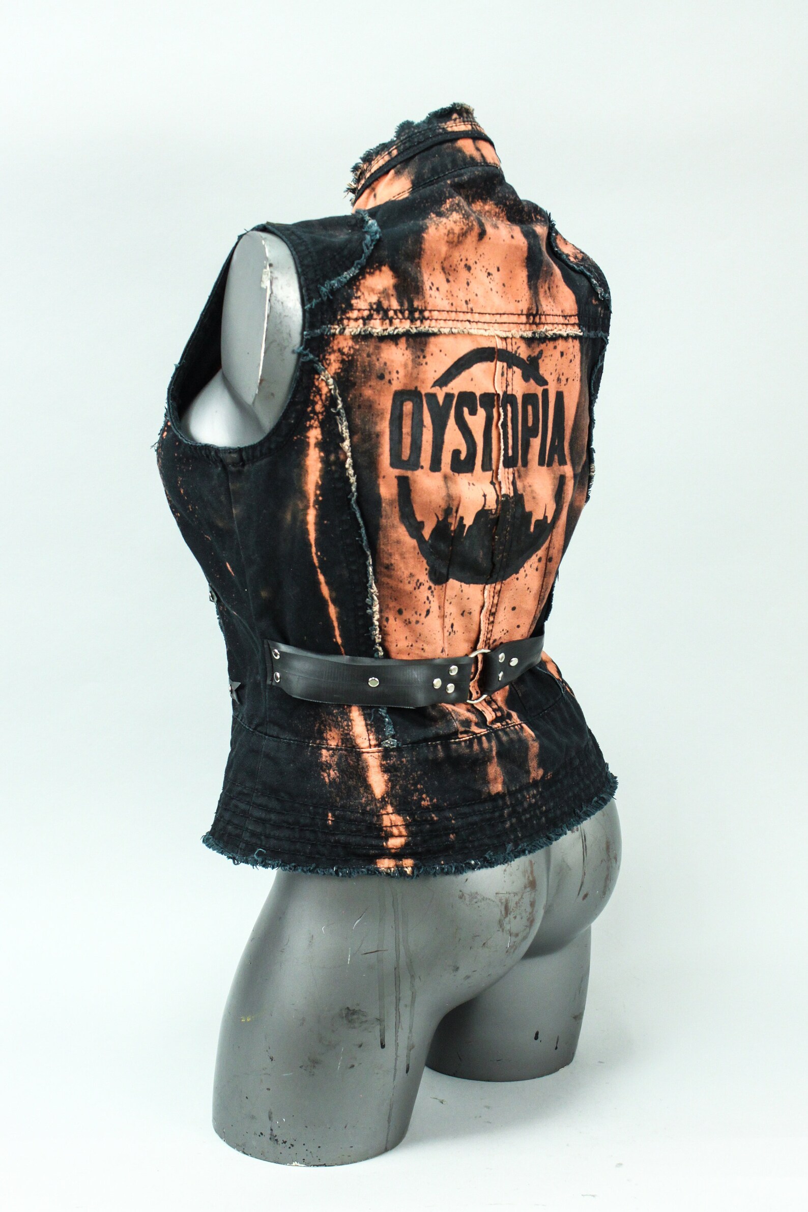DYSTOPIA Vest Post Apocalyptic Vest Black Bleached Vest Etsy