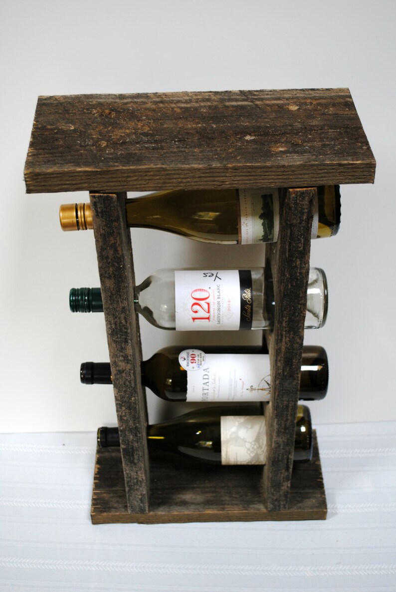 Reclaimed Wood 4Bottle Wine Rack Etsy