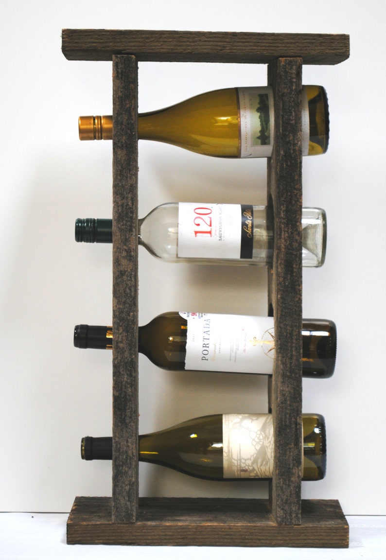 Reclaimed Wood 4Bottle Wine Rack Etsy