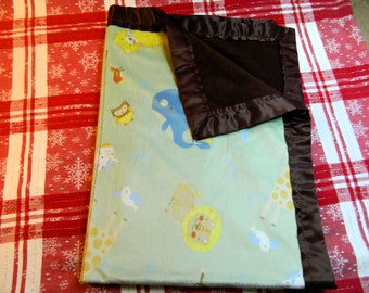 Minky and Fleece Baby Animals Baby Blanket