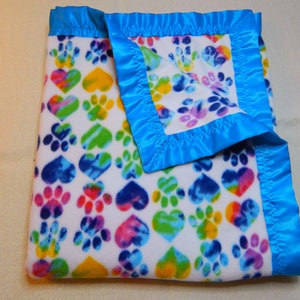 Fleece Blanket - Tie Dye Paw Print