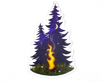2 x Vinyl Stickers 10cm Camping Camp Fire Forest Camp Site Cool Gift #4694 
