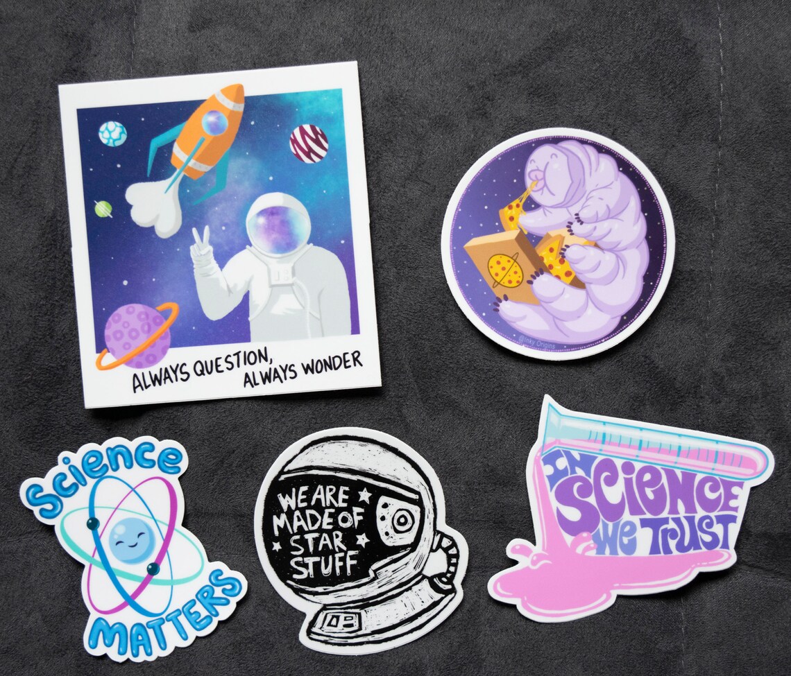 Science Sticker Pack Set of 5 Stickers Etsy