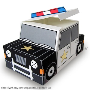 Caja de regalo para coche de policía valiente caja de regalo/favor imprimible