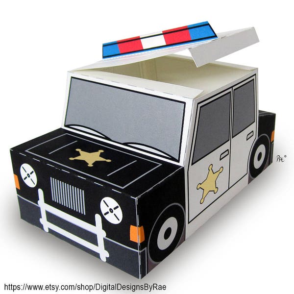 Plucky Police Car Gift Box printable favor/treat box