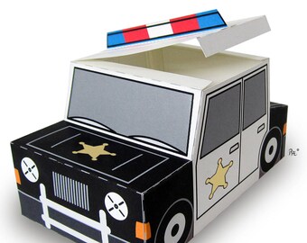 Plucky Police Car Gift Box printable favor/treat box