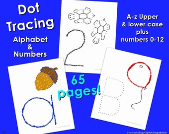 65 アルファベットと数字のドット トレース アクティビティ ページ